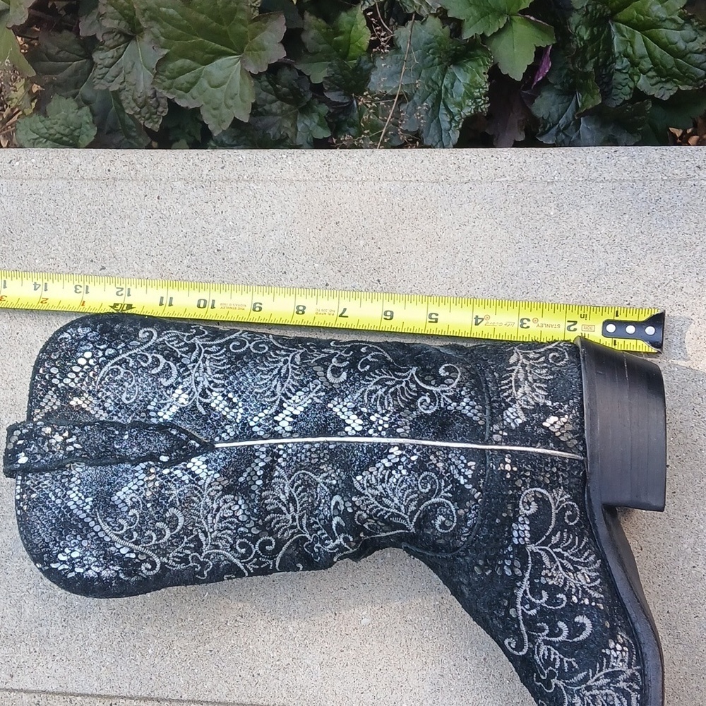 Lucchese Women's N4717 Black Metallic Sueded Python Print Western Boot Sz 7 - Picture 10 of 16